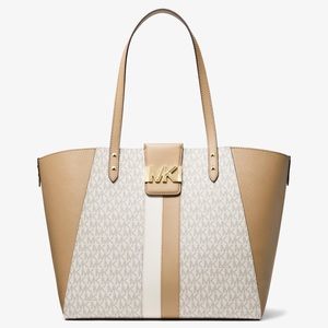 Michael Kors Large Colorblock & Signature Logo Leather Tote